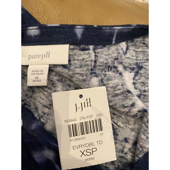 Pure Jill Womens Sundress Blue Tye Die XS Petite Short Length Linen Blend New - Picture 5 of 7